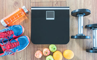 photo of workout equiptment and a scale