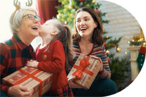 image of people opening holiday gifts