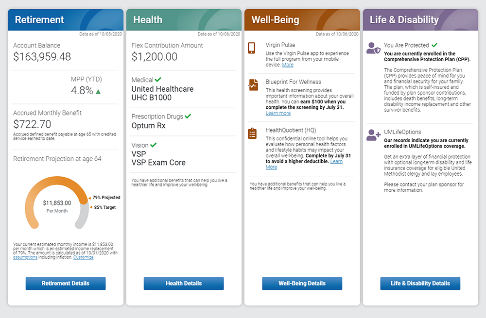 Benefits Access summary page image