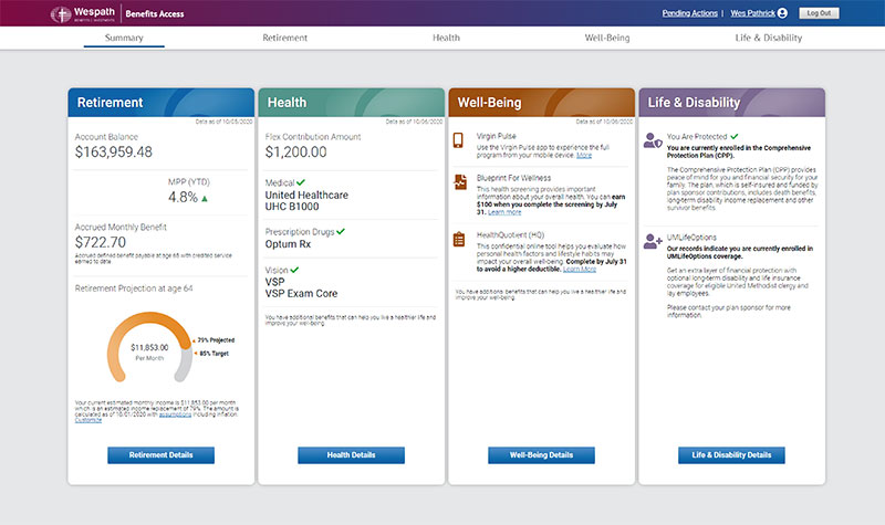 screenshot of new Benefits Access landing page