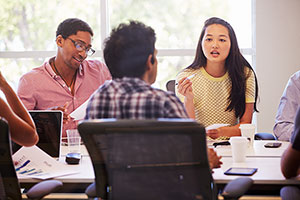 people meeting at a table