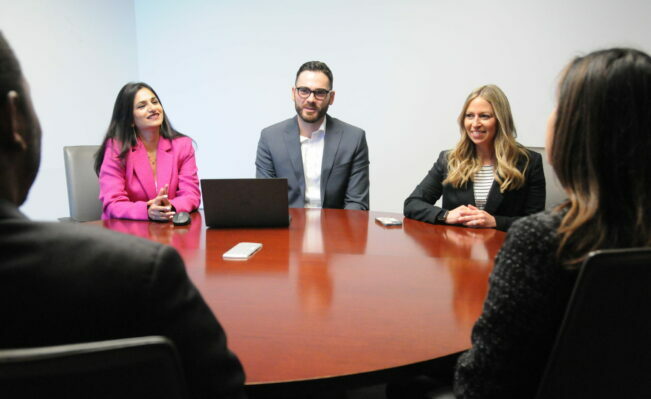 Business people sitting at table meeting